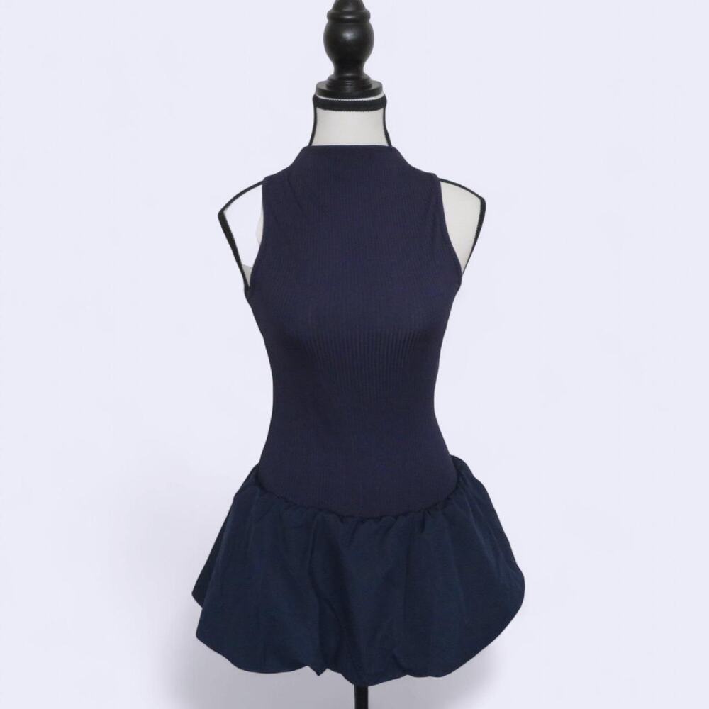 Navy blue ribbed tank top